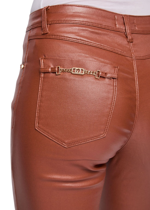 Gaudì Pantaloni 521BD25016_3361 Biscotto: Pantaloni Donna Flare Cropped Similpelle