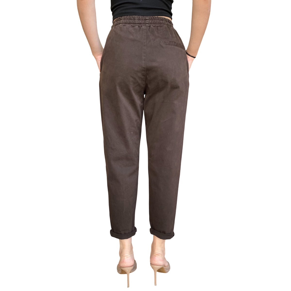 Griffai D6010: Pantalaccio in Gabardina Donna Moro