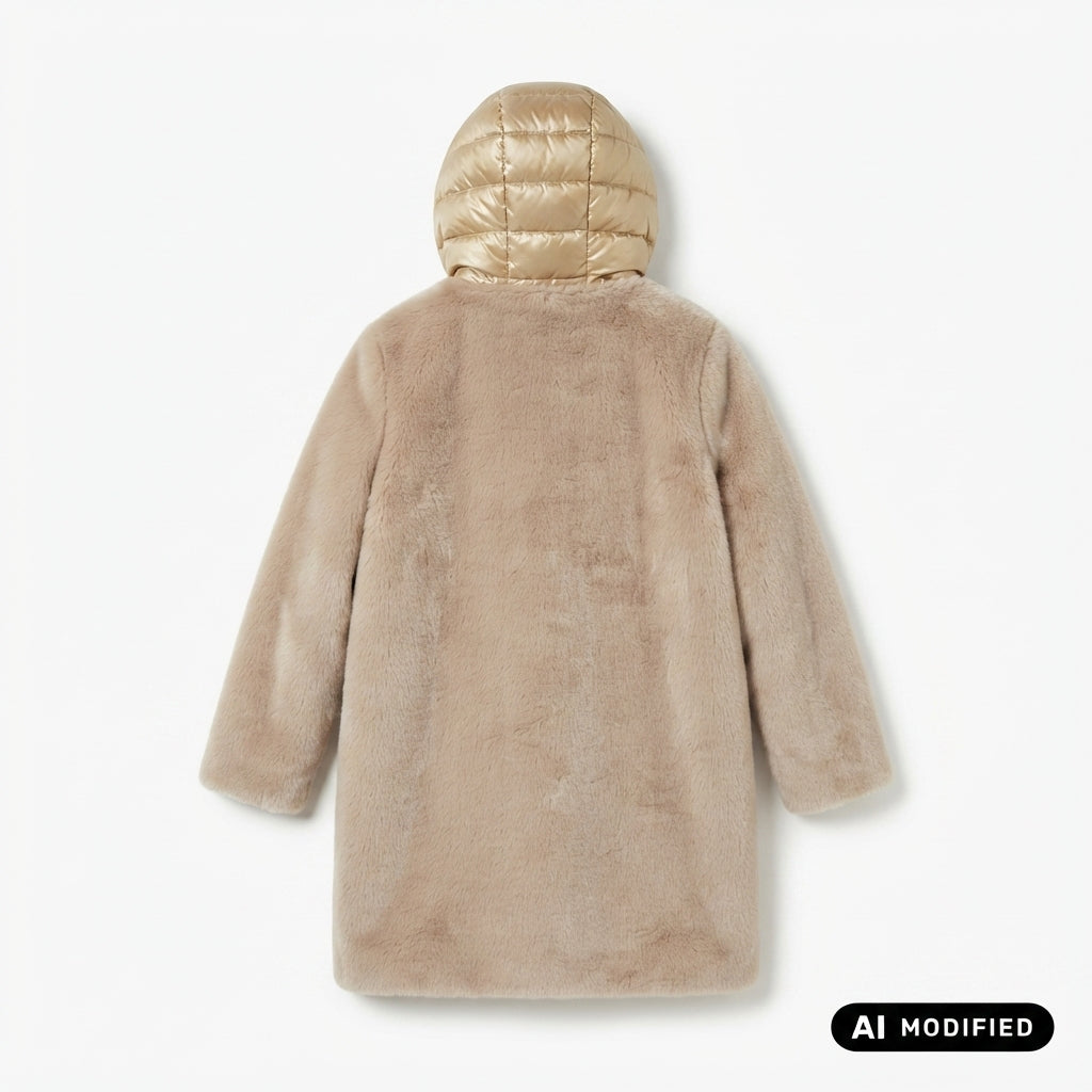 Bomboogie Cappotto lungo in ecopelliccia effetto lapin da donna Odessa Overcoat CW6570TFSB6 170 ostrica