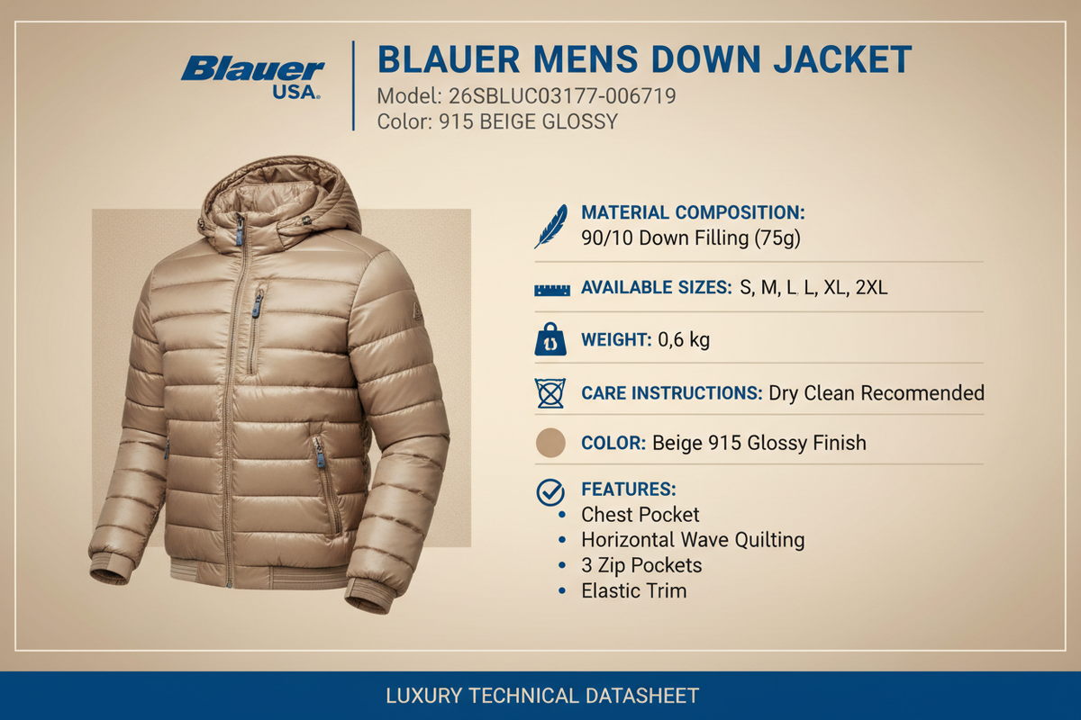 Blauer uomo piumino leggero ad onda con cappuccio e tasca 26SBLUC03177-006719 915 Beige