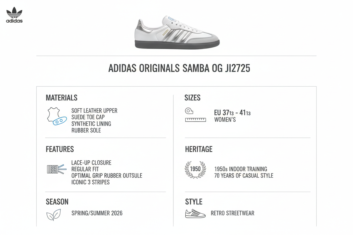 Adidas Originals Samba OG JI2725 Bianco Argento Donna