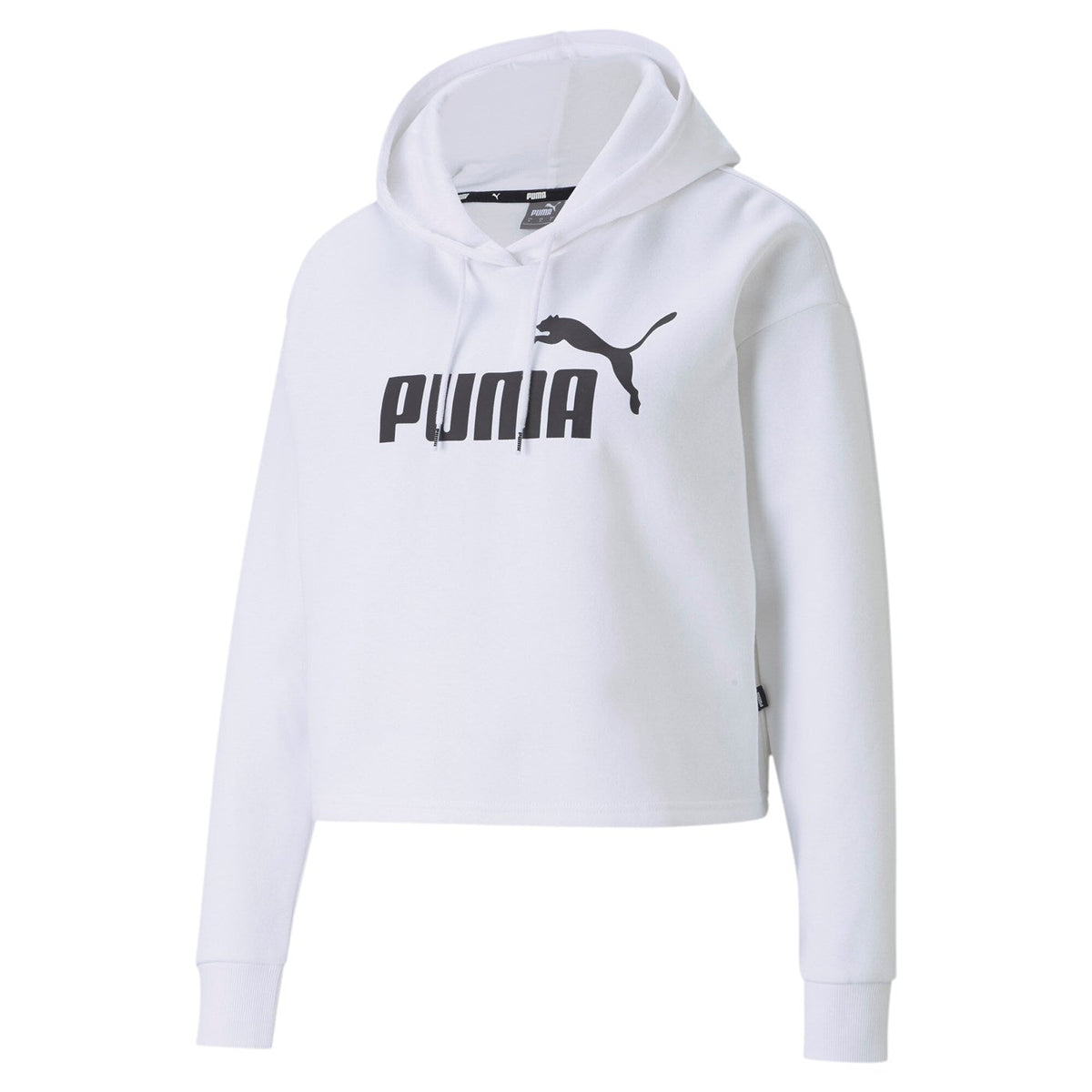 Puma felpa corta con cappuccio e logo grande da donna Cropped 586869-02 bianco