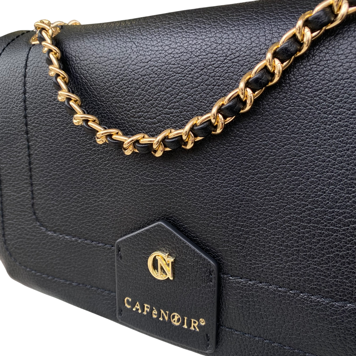 CafèNoir borsa a spalla con pattina e tracolla a catena C3ME0814 N001 nero