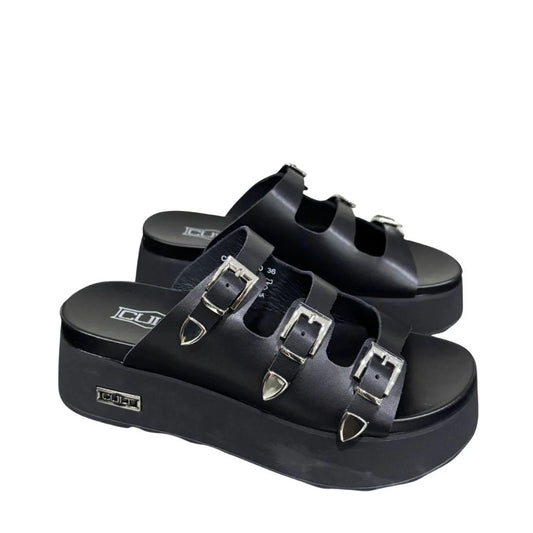 Cult Janis 4739 Sandalo Donna Nero Zeppa Flatform Shiny Leather - CLW473900