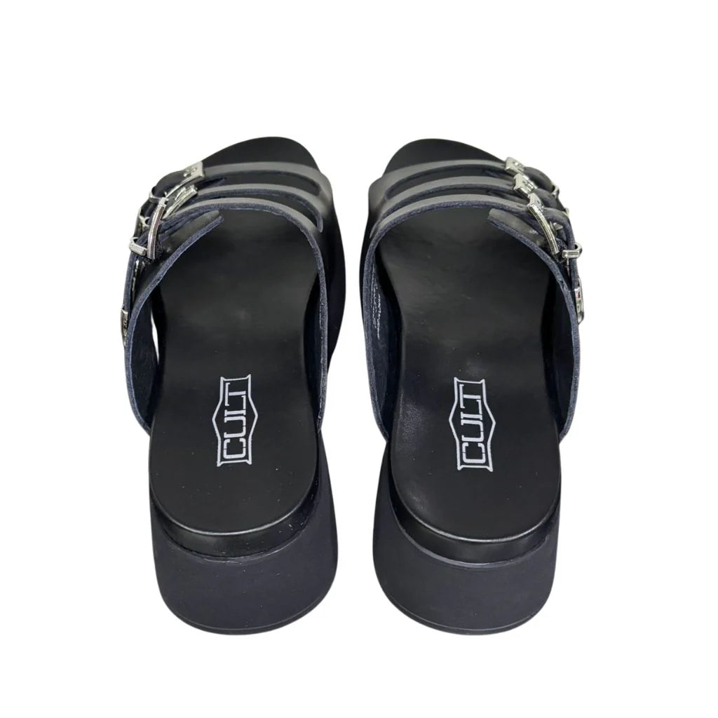 Cult Janis 4739 Sandalo Donna Nero Zeppa Flatform Shiny Leather - CLW473900