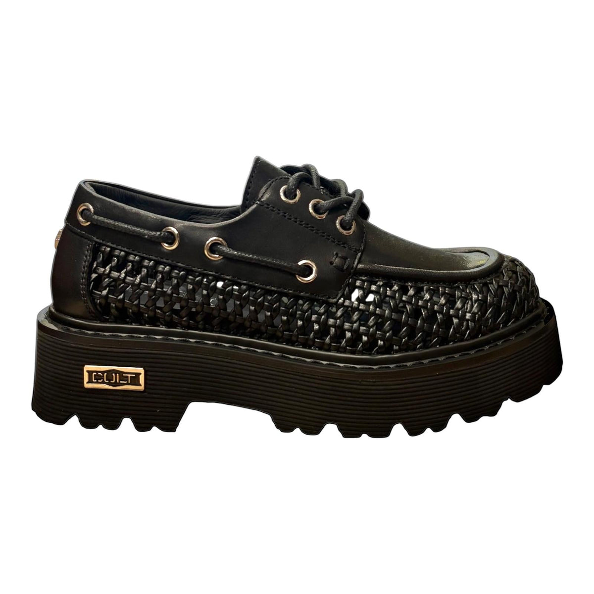 Cult Scarpa Donna Pelle Intrecciata SLASH 4686 CLW468600 Nero PE26