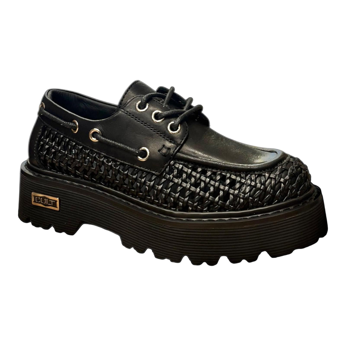 Cult Scarpa Donna Pelle Intrecciata SLASH 4686 CLW468600 Nero PE26