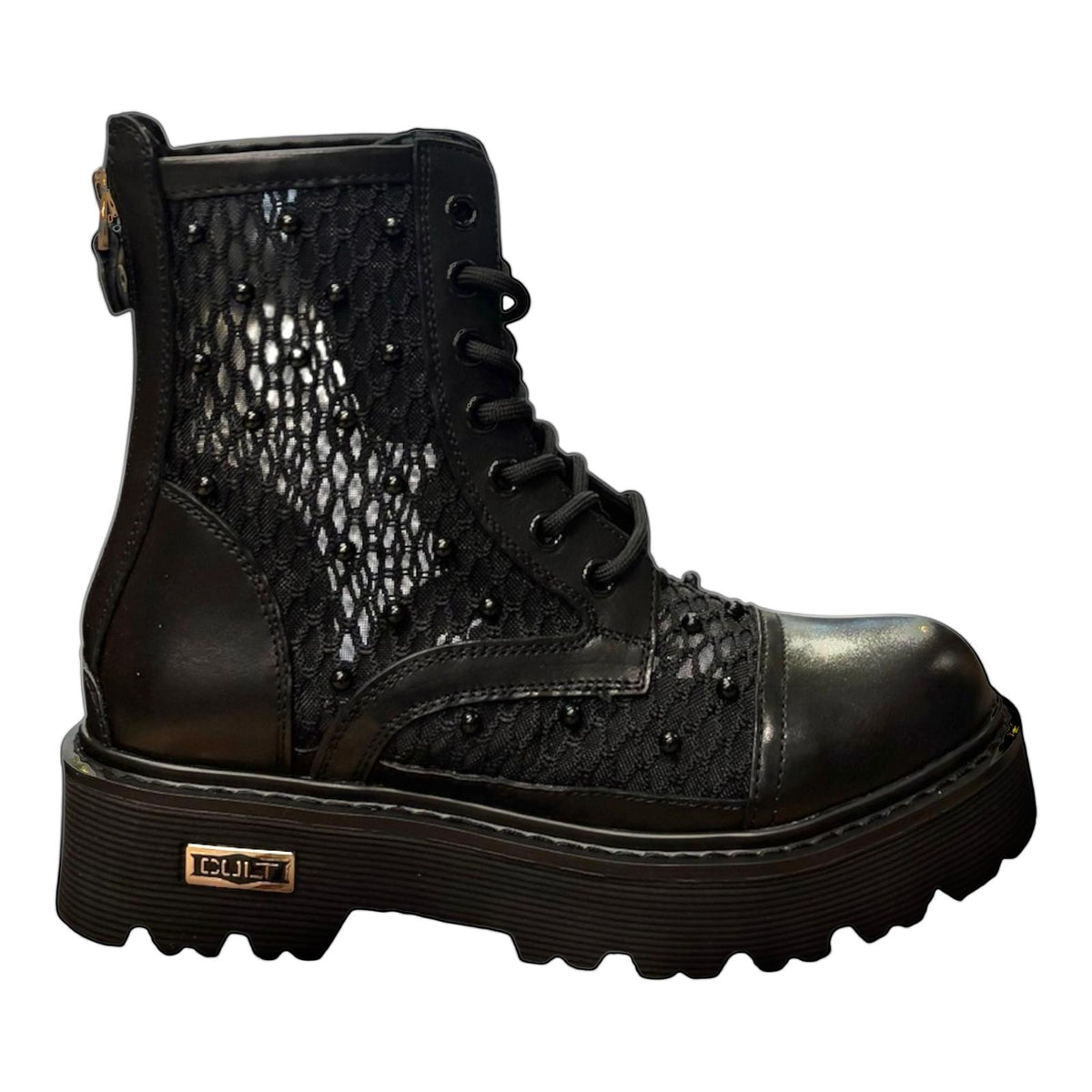Cult Stivale Donna Pelle Rete Perle CLW469600 Nero PE26