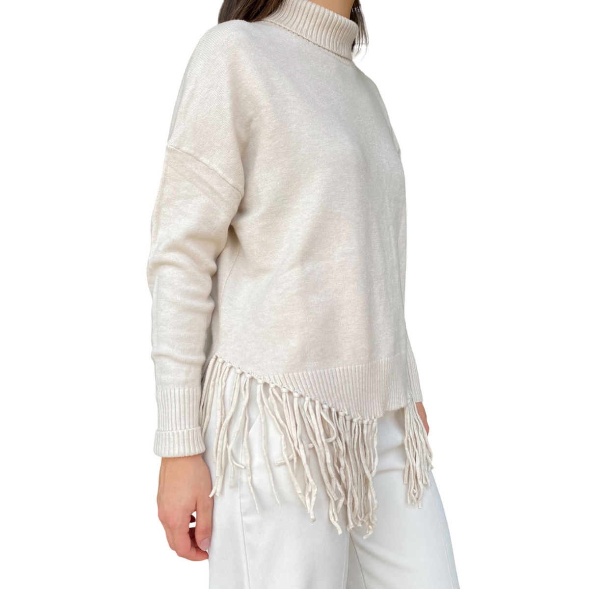 GRIFFAI Maglia Donna con frange DGF5653 Beige
