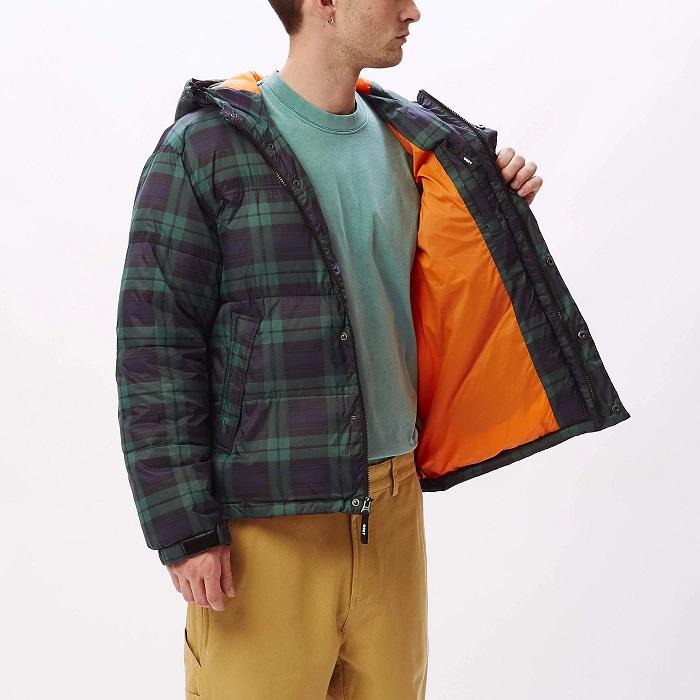Obey Fellowship Puffer 121800434 Navy Multi - Giubbotto Uomo Cappuccio Quadri Imbottito Invernale