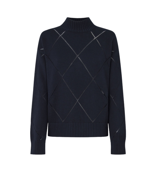 Pepe Jeans maglia da donna a lupetto fantasia losanghe Idris Perkins PL702215 594 blu