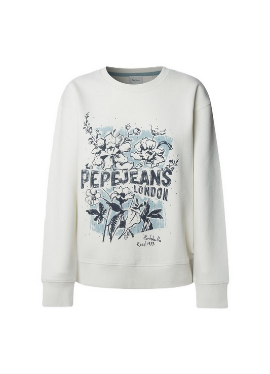 Pepe Jeans Felpa Donna BEDA PL5800023 805 Grigio Chiaro - Felpa Girocollo Casual e Comfort