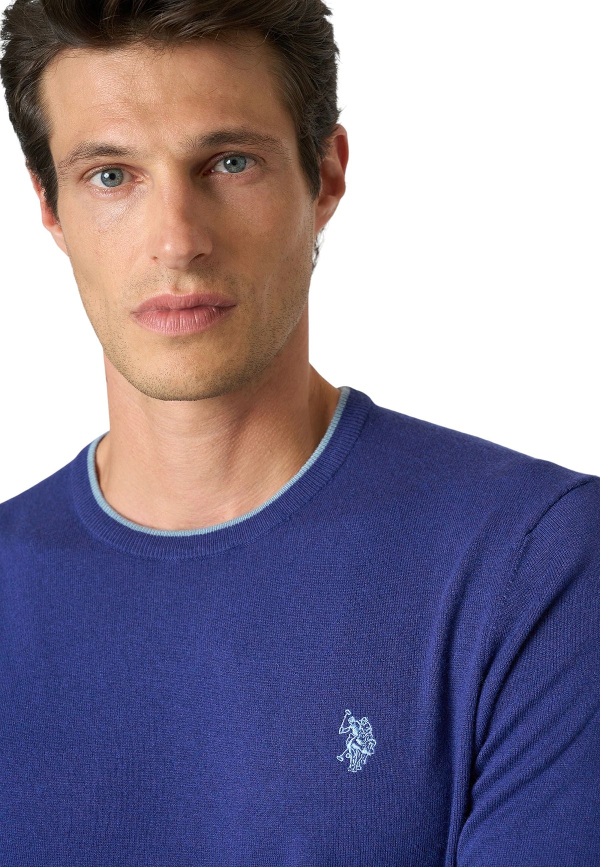 US Polo Assn Maglia Girocollo Uomo Blu Lana Viscosa - US42173007