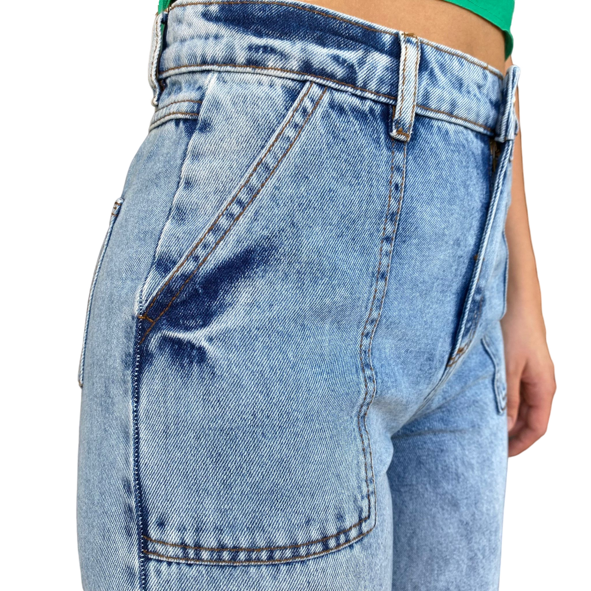 XT Studio pantalone in jeans largo con tasconi e rotture Flare blu chiaro