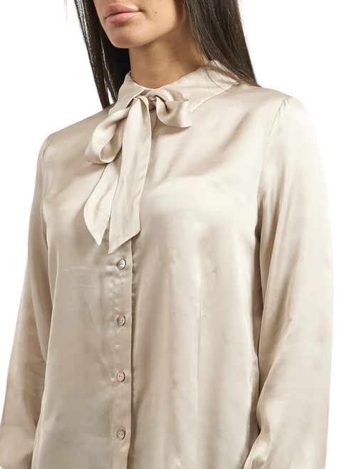 Yes Zee Camicia Donna Raso Fiocco Manica Lunga 1422-C019-C900 Oro