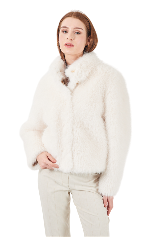 Yes Zee Giacca Corta Ecopelliccia Donna 1382-G004-0157 Avorio