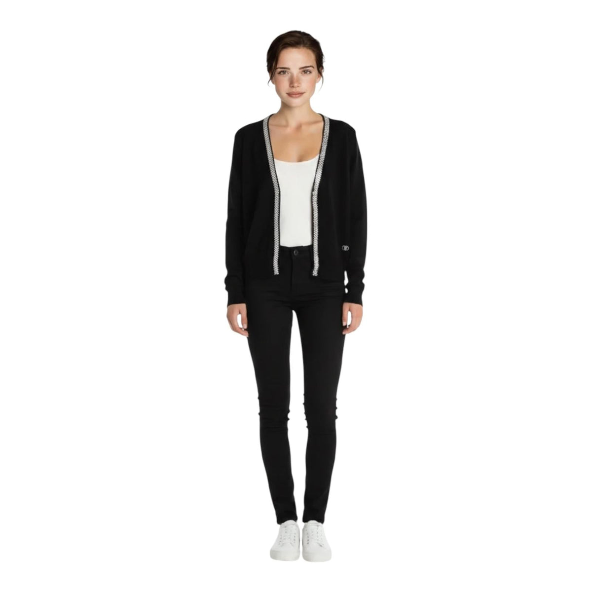 Yes Zee Cardigan Donna Bottone Gioiello M451/IF00 0801 Nero