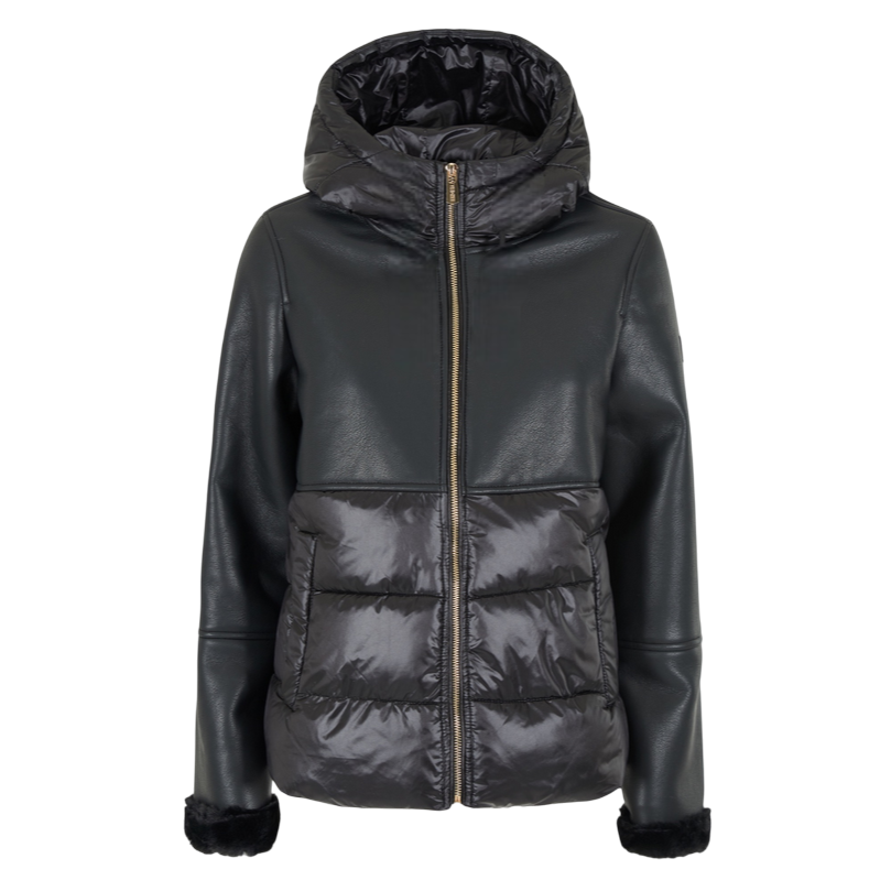 Yes Zee Piumino Corto con Cappuccio e Pelliccia Interna da Ragazza 3001 J018 0801 Nero – Calore Moderno, Stile Urban e Comfort Avvolgente