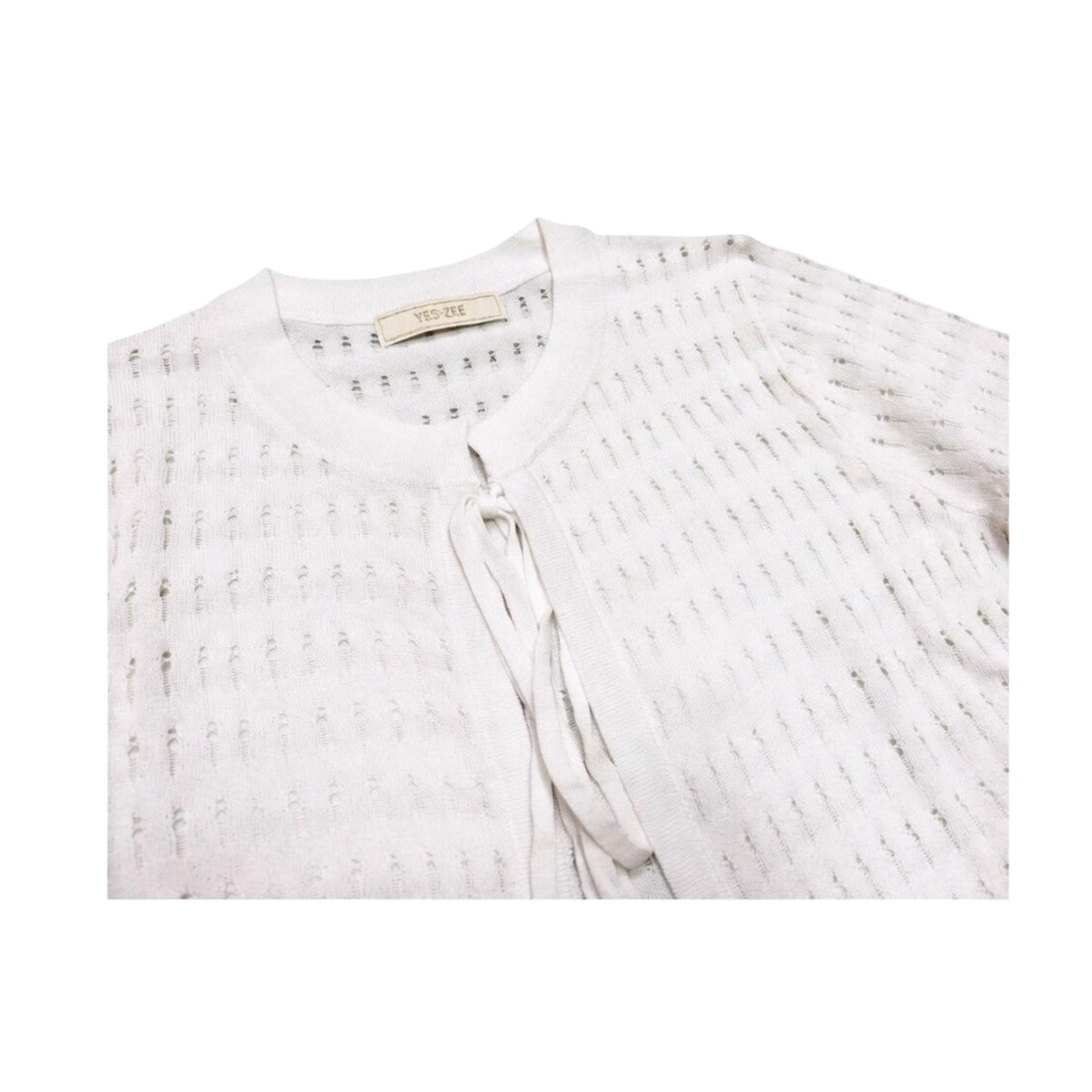 Yes Zee Maglia Corta Donna Allaccio Coulisse M446/BR00 Gesso