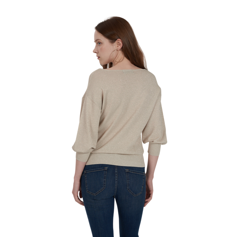 Yes Zee maglia manica lunga con lurex oro 1009 M415/LH00 0222 beige