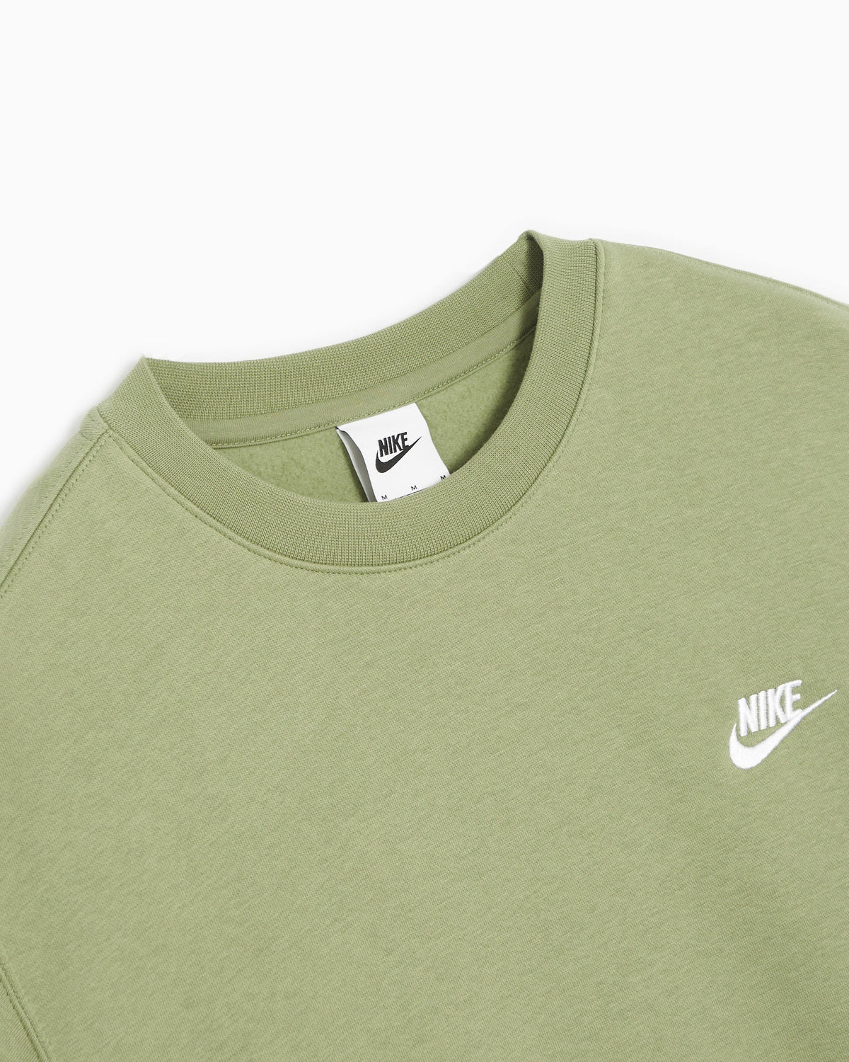 Nike felpa da uomo girocollo Sportwear Club Fleece BV2662-386 oil green-bianco