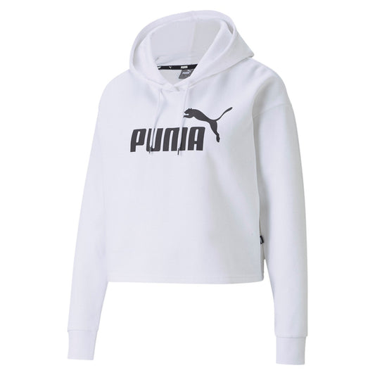 Puma felpa corta con cappuccio e logo grande da donna Cropped 586869-02 bianco