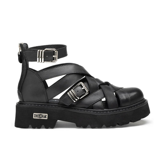 Cult Sandalo Donna SLASH CLW469400 Nero - Pelle Platform Fibbie Glam-Rock
